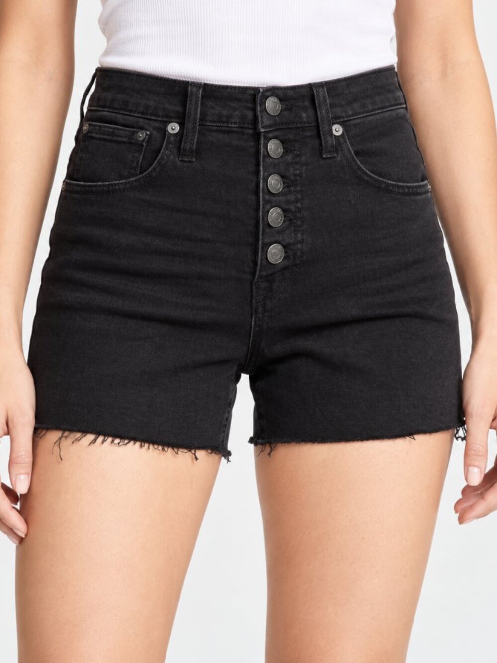 Madewell High Rise Button Fly Denim Shorts Black Size 29